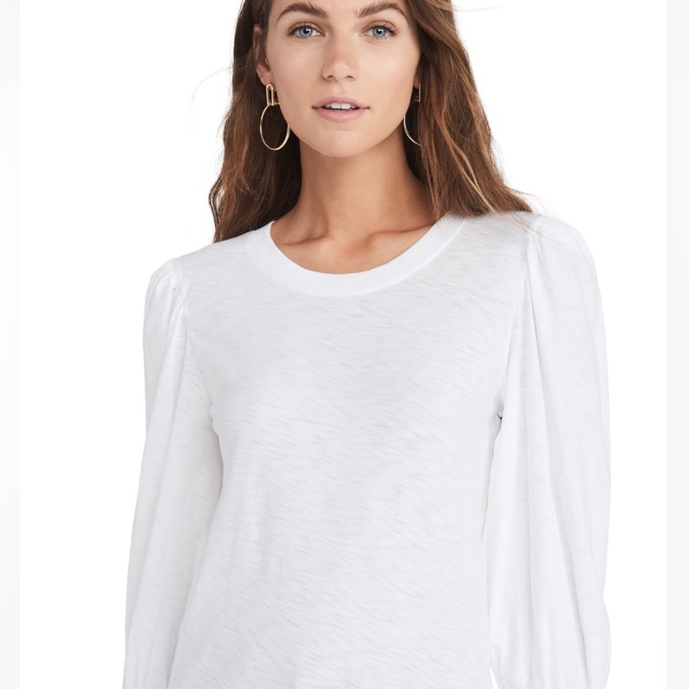 Nation Ltd White 3/4 puff-sleeve Tee/white/ size XS